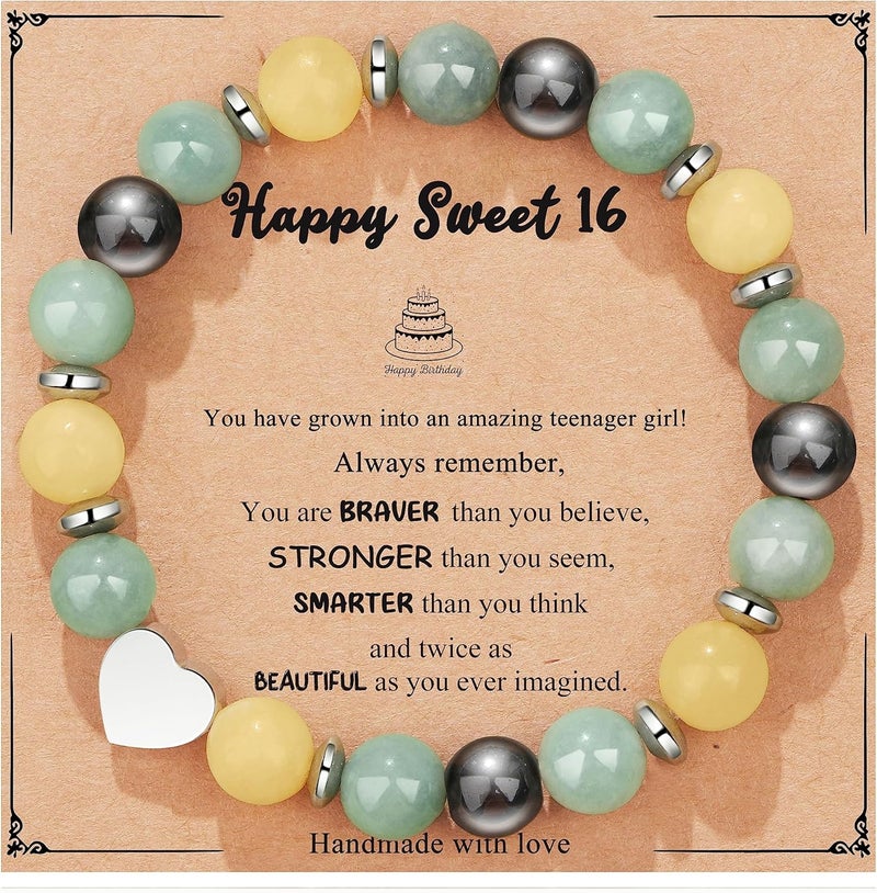 Yiyang 13th 16th 18th 21st 25th 30th 35th 40th 45th 50th 60th 65th 70th 75th 80th Birthday Gifts for Women, Natural Stone Bracelet Birthday Gifts for Women Mom Daughter Grandma Sister Coworker - Image 1
